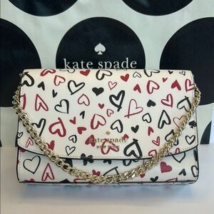 Kate Spade White and Red Crossbody Bag with Heart Print